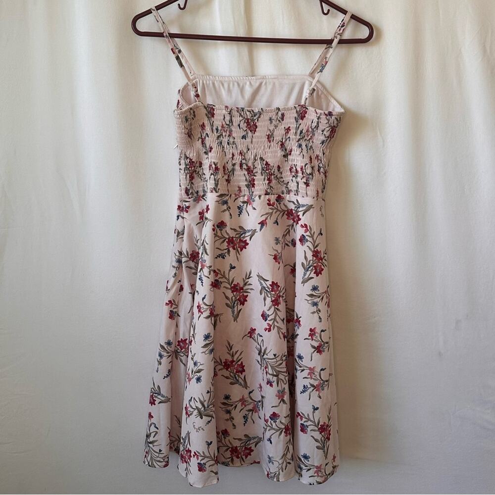 Kelly Felder Smocked Floral Sundress Pink Red Blue White Women’s Size 6 - Picture 2 of 3